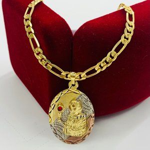 14K Gold Filled Santa Barbara Pendant Necklace Womens 22" Dije de Santa Barbara